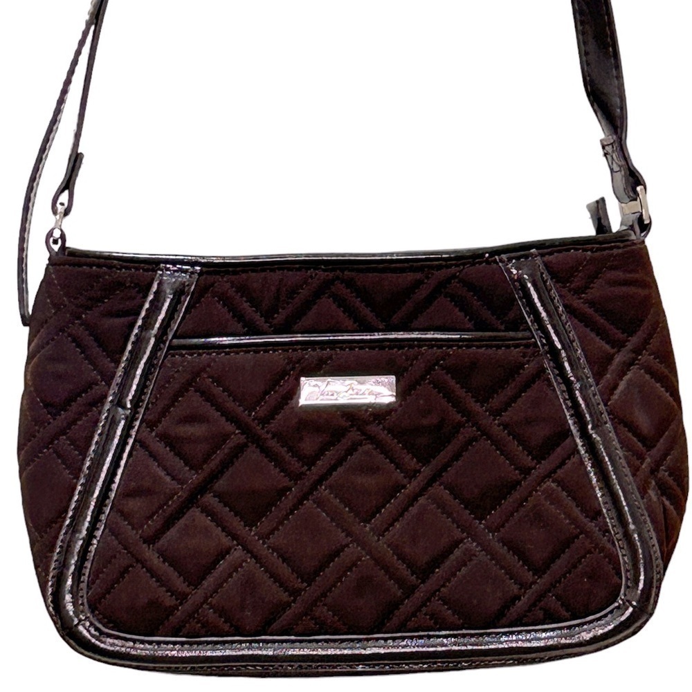 Vera Bradley Crossbody Handbag Espresso Brown Trapeze Microfiber Quilted RETIRED